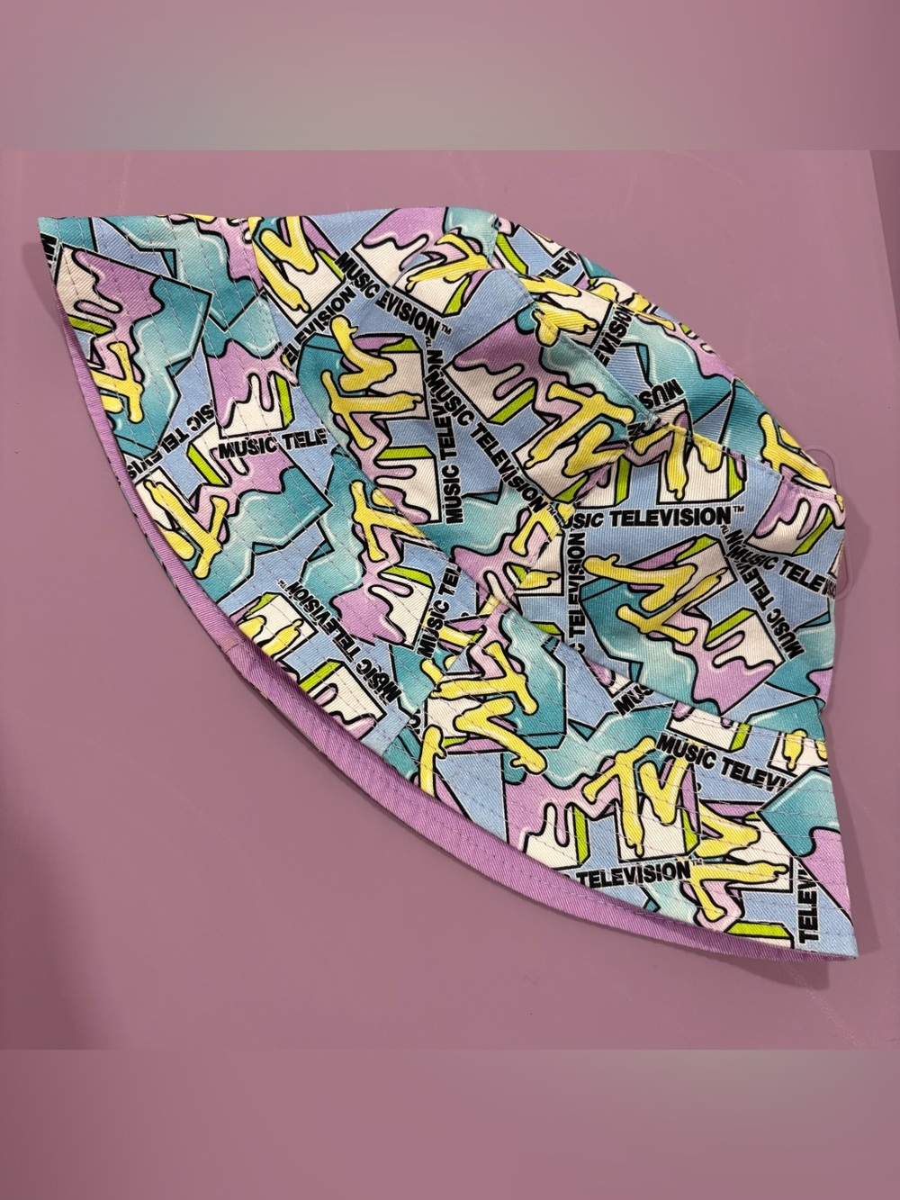 Primark MTV Pastel Logo Bucket Hat - Pink, Blue, Yellow